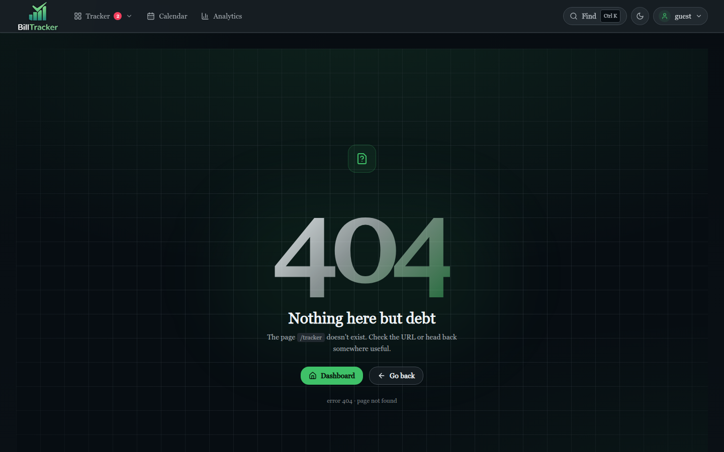 Bill Tracker Tracker screen
